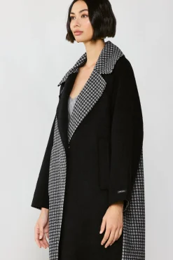Best Houndstooth Oversized Wool Coat Women Coats & Jackets