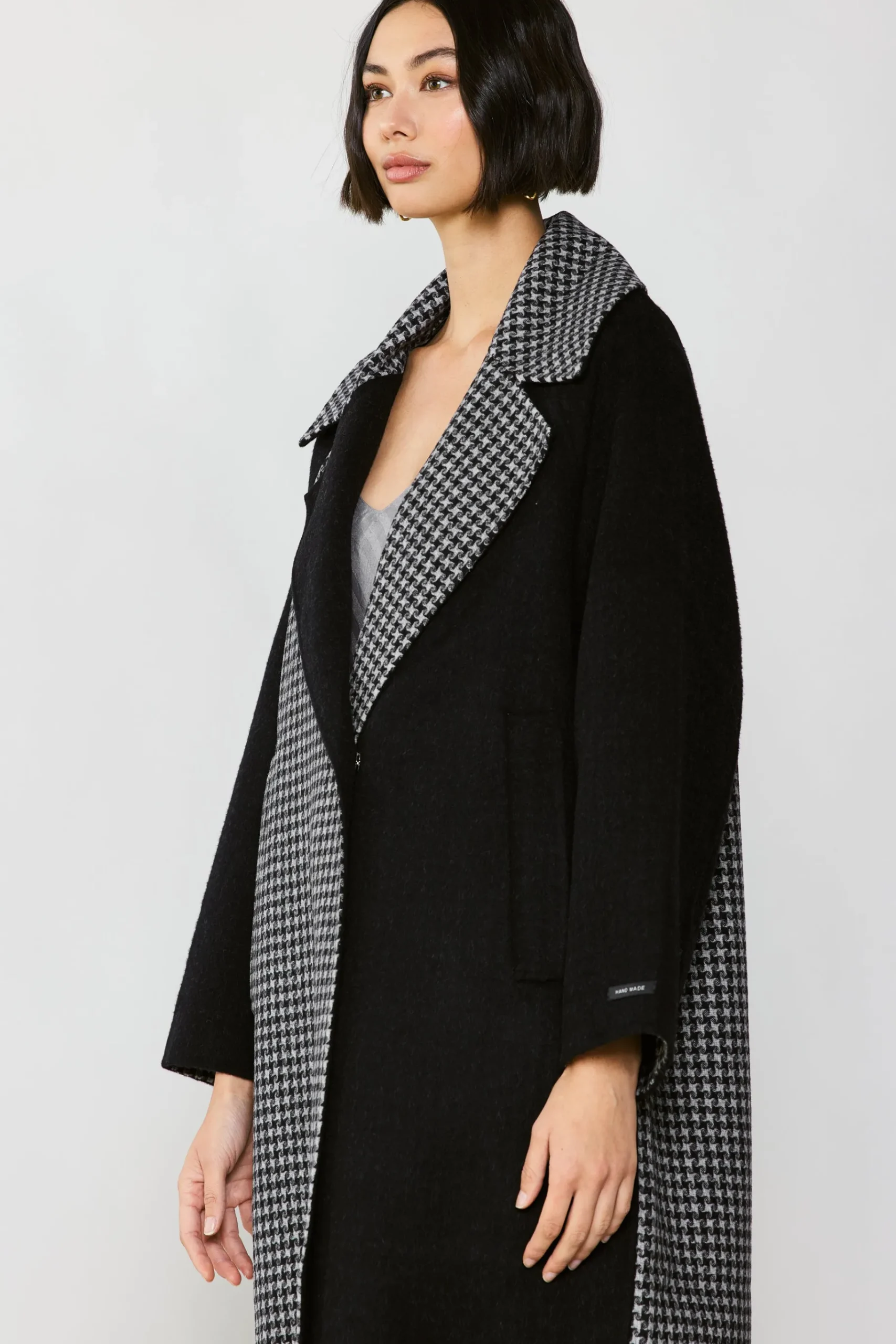 Best Houndstooth Oversized Wool Coat Women Coats & Jackets