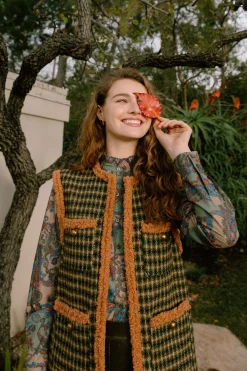 Fashion Houndstooth Vest Women Coats & Jackets