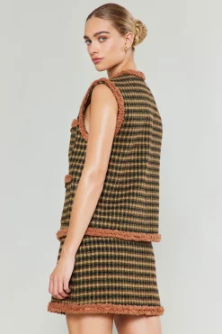 Fashion Houndstooth Vest Women Coats & Jackets