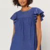 Clearance Indigo Ruffled Sleeve Top Women Short Sleeve Tops