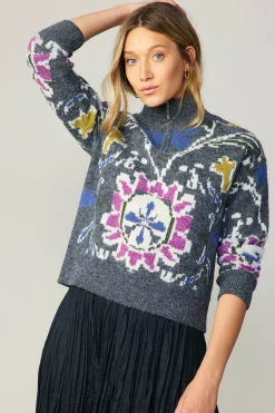 New Jacquard Zip Sweater Women Sweaters