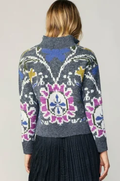 New Jacquard Zip Sweater Women Sweaters