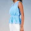 Sale Keyhole Organza Top Women Sleeveless Tops