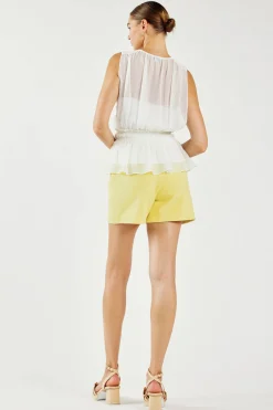 Best Keyhole Organza Top Women Sleeveless Tops