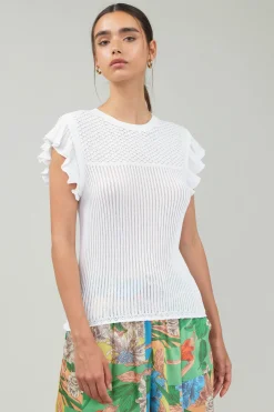 Sale Knit Crewneck Ruffled Tank Women Knitwear