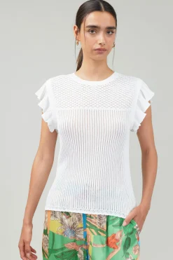 Sale Knit Crewneck Ruffled Tank Women Knitwear