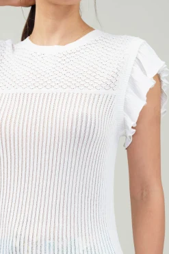 Sale Knit Crewneck Ruffled Tank Women Knitwear
