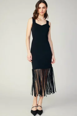 Fashion Knit Fringe Hem Dress Women Knitwear | Midi Dresses