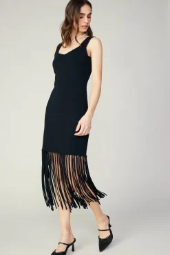 Fashion Knit Fringe Hem Dress Women Knitwear | Midi Dresses