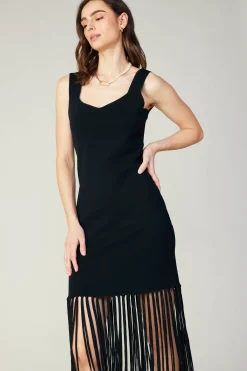 Fashion Knit Fringe Hem Dress Women Knitwear | Midi Dresses