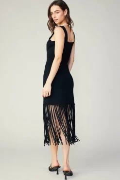 Fashion Knit Fringe Hem Dress Women Knitwear | Midi Dresses