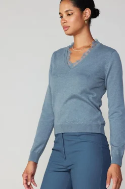 Online Lace Collar Sweater Top Women Long Sleeve Tops | Sweaters