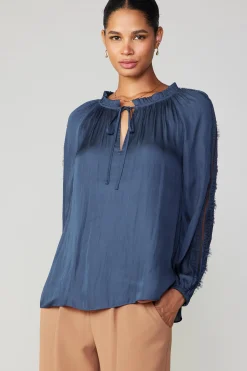 Outlet Lace Panel Blouse Women Long Sleeve Tops