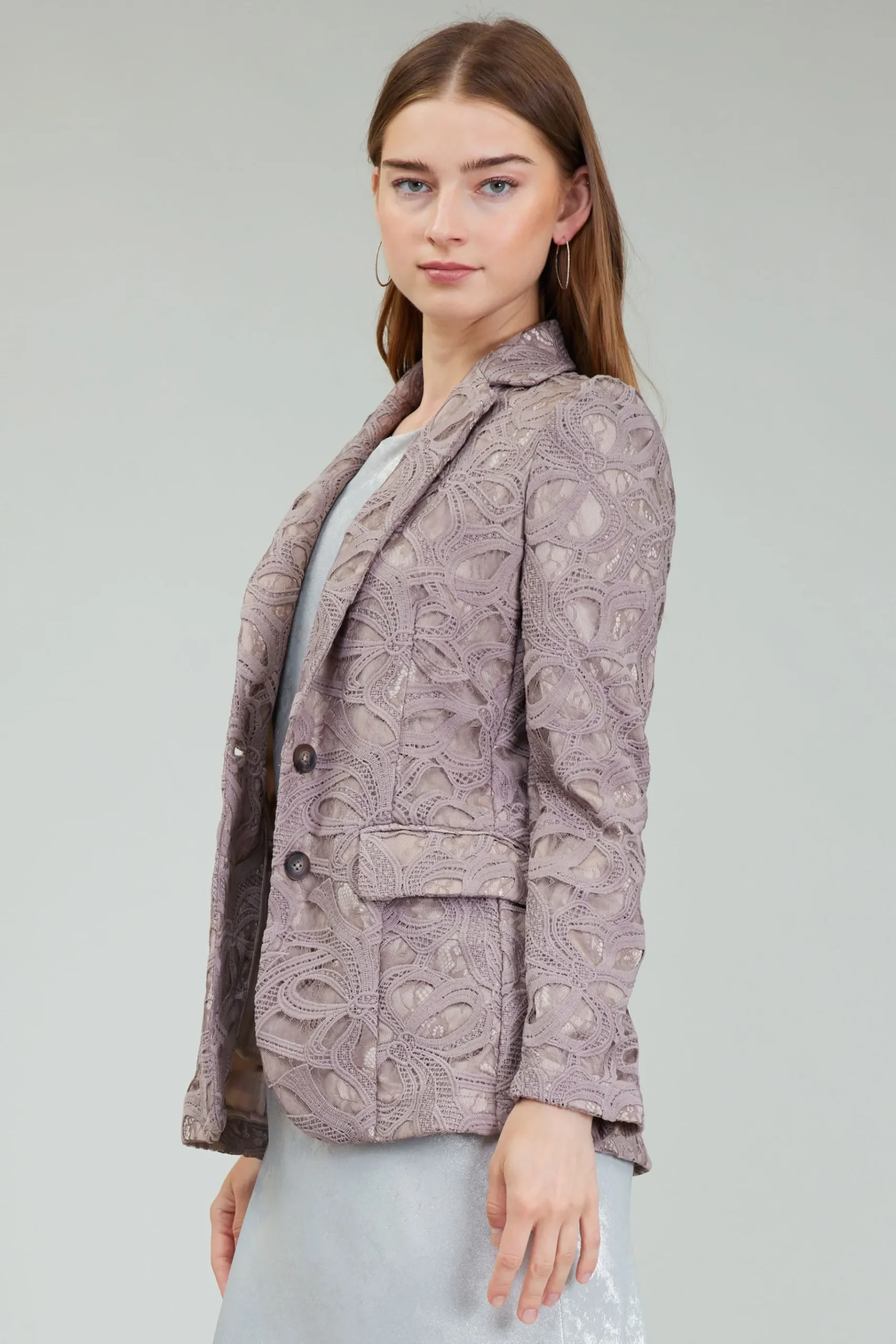 Fashion Lace Single Breasted Blazer Women Coats & Jackets