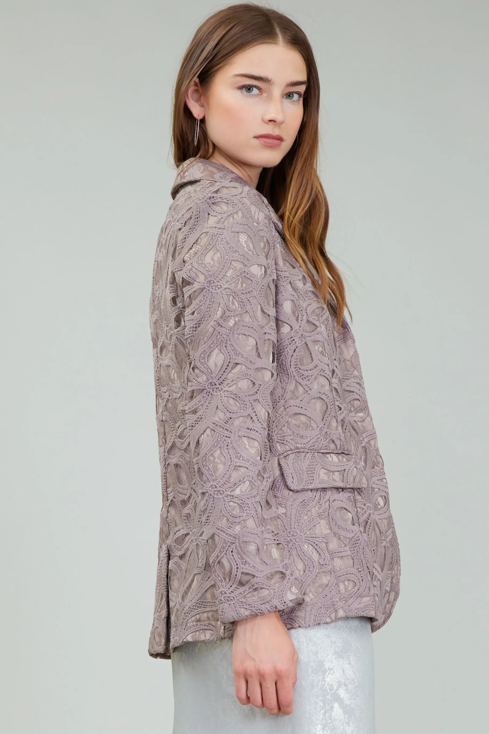 Fashion Lace Single Breasted Blazer Women Coats & Jackets