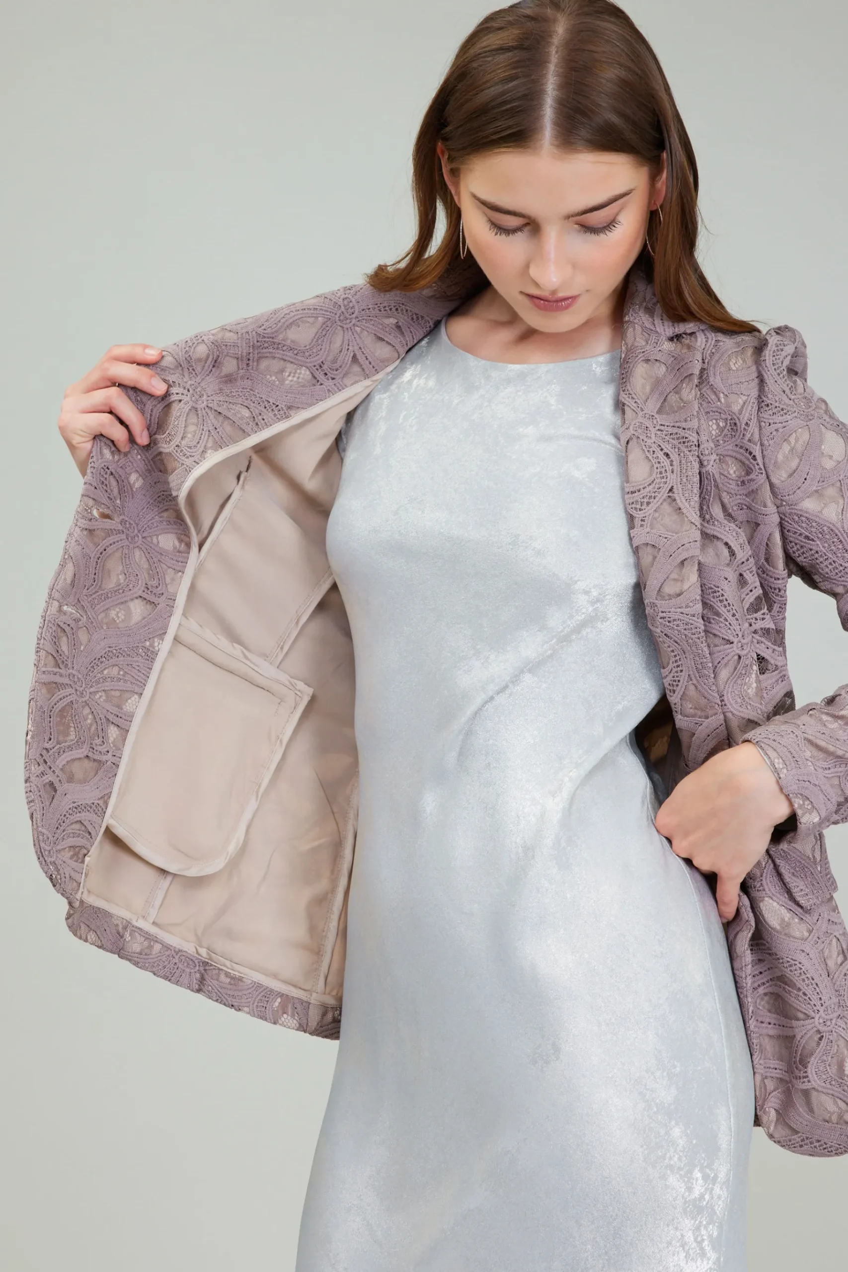 Fashion Lace Single Breasted Blazer Women Coats & Jackets