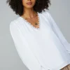 Best Lace Trim Blouse Women Long Sleeve Tops