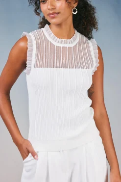 Outlet Lace Yoke Top Women Knitwear | Sleeveless Tops