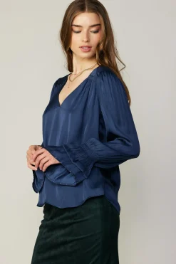 New Layered Cuff Blouse Women Long Sleeve Tops
