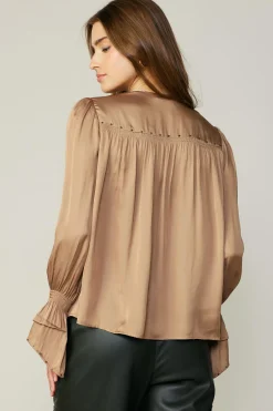 Hot Layered Cuff Blouse Women Long Sleeve Tops