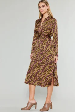 Clearance Link Motif Shirt Dress Women Midi Dresses