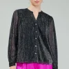 Clearance Lurex Buttonup Blouse Women Long Sleeve Tops