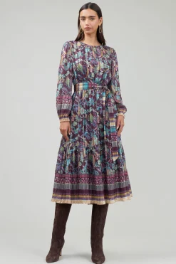 Fashion Lurex Floral Midi Dress Women Midi Dresses