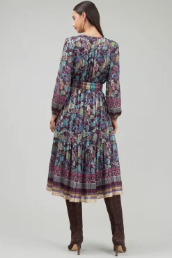 Fashion Lurex Floral Midi Dress Women Midi Dresses