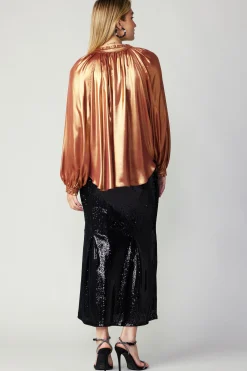 Best Lustrous Cuffed Blouse Women Long Sleeve Tops