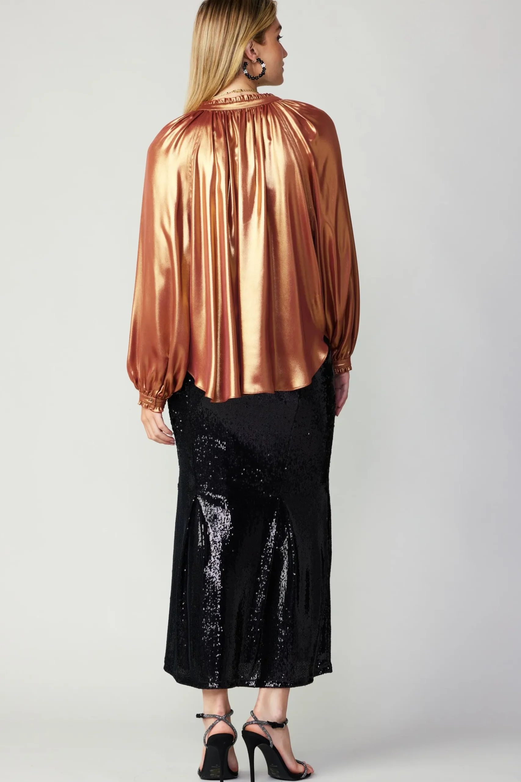 Best Lustrous Cuffed Blouse Women Long Sleeve Tops