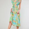 Outlet Mara Abstract Pleated Maxi Dress Women Maxi Dresses | Midi Dresses