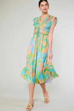 Outlet Mara Abstract Pleated Maxi Dress Women Maxi Dresses | Midi Dresses