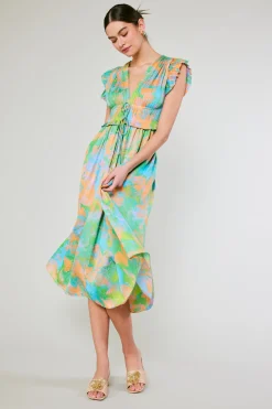 Outlet Mara Abstract Pleated Maxi Dress Women Maxi Dresses | Midi Dresses