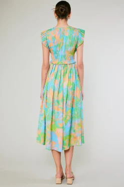 Outlet Mara Abstract Pleated Maxi Dress Women Maxi Dresses | Midi Dresses