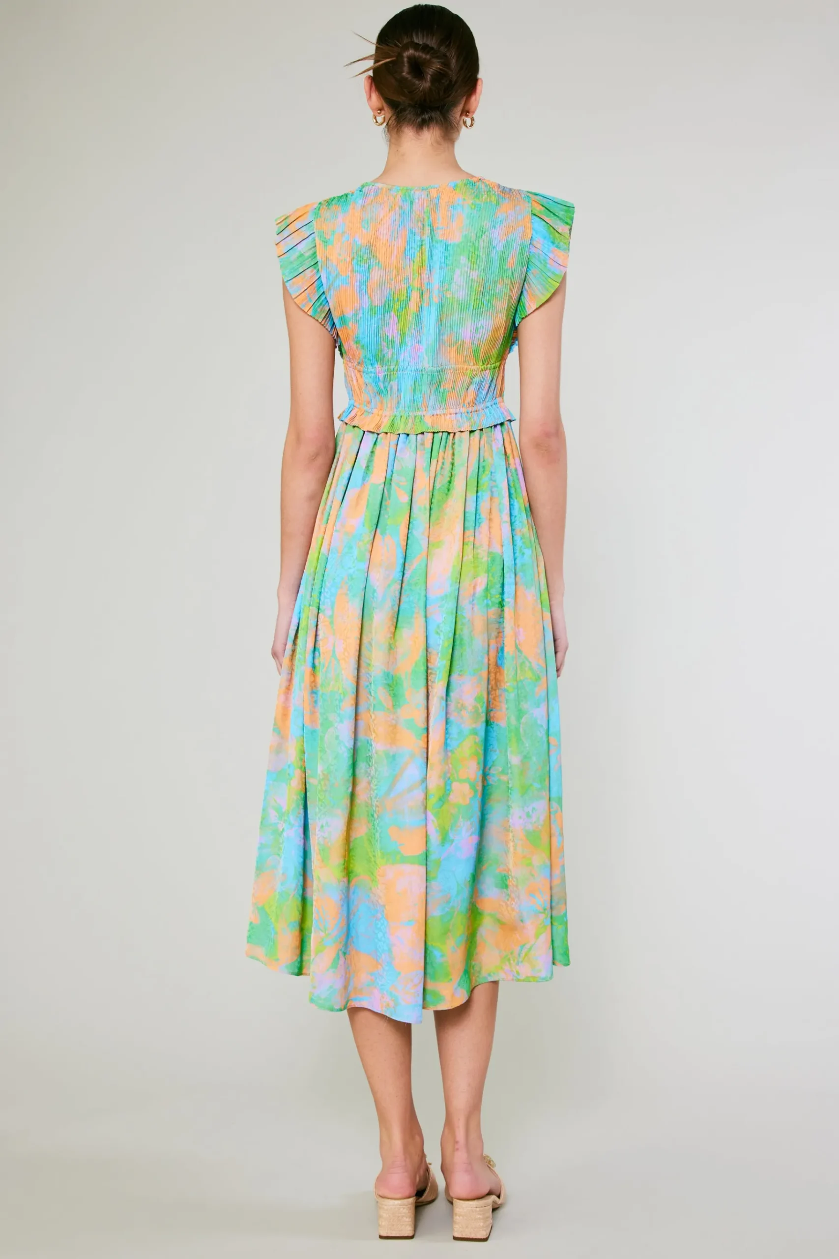 Outlet Mara Abstract Pleated Maxi Dress Women Maxi Dresses | Midi Dresses