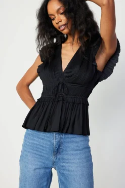 Fashion Mara Pleated Sleeveless Blouse Women Sleeveless Tops