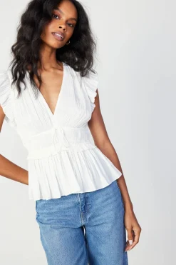 New Mara Pleated Sleeveless Blouse Women Sleeveless Tops