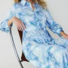 Best Marbled Motif Buttondown Dress Women Maxi Dresses | Midi Dresses