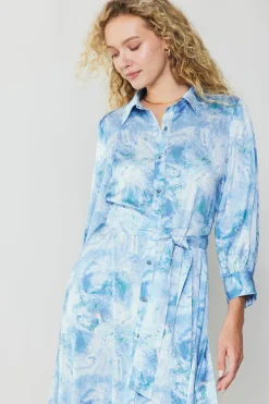 Best Marbled Motif Buttondown Dress Women Maxi Dresses | Midi Dresses