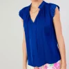 Hot Margot Pleated Blouse Women Short Sleeve Tops