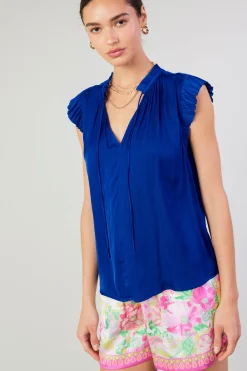 Hot Margot Pleated Blouse Women Short Sleeve Tops