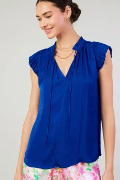 Hot Margot Pleated Blouse Women Short Sleeve Tops