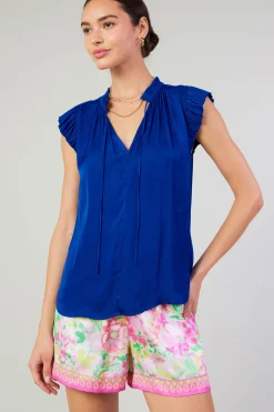 Hot Margot Pleated Blouse Women Short Sleeve Tops