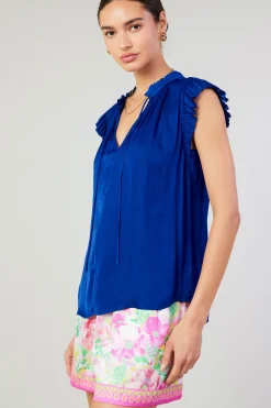 Hot Margot Pleated Blouse Women Short Sleeve Tops