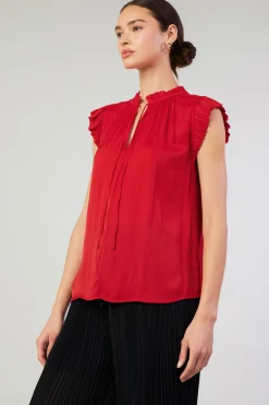 Best Margot Pleated Blouse Women Short Sleeve Tops