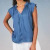 Online Margot Pleated Sleeve Blouse Women Short Sleeve Tops