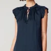 Discount Margot Pleated Sleeve Blouse Women Short Sleeve Tops