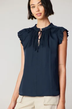 Discount Margot Pleated Sleeve Blouse Women Short Sleeve Tops