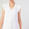 Best Margot Pleated Sleeve Blouse Women Short Sleeve Tops